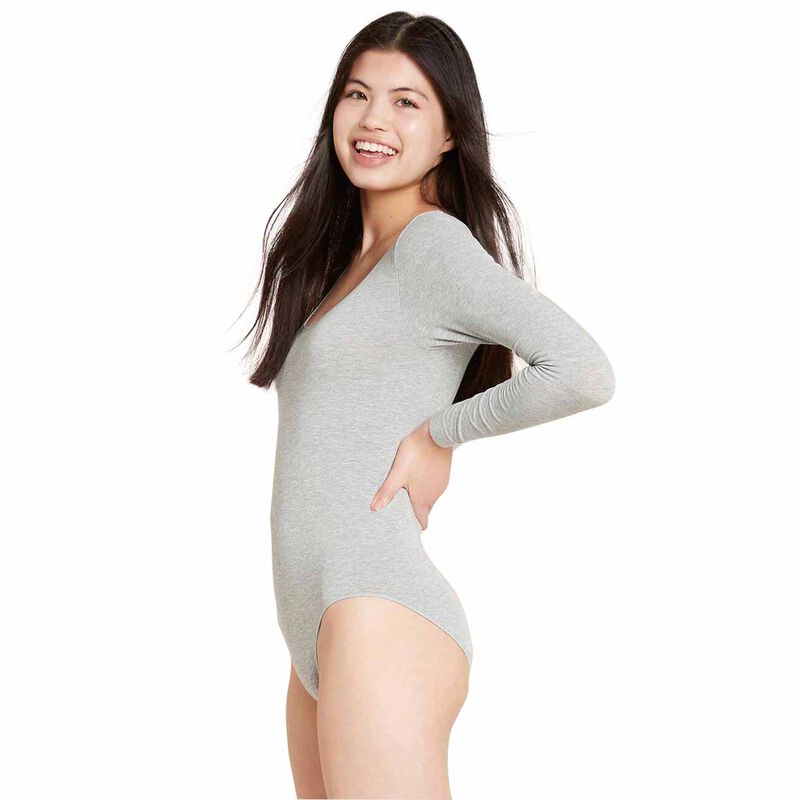 Boody Basics Long Sleeve Bodysuit Grey Marl image number 0